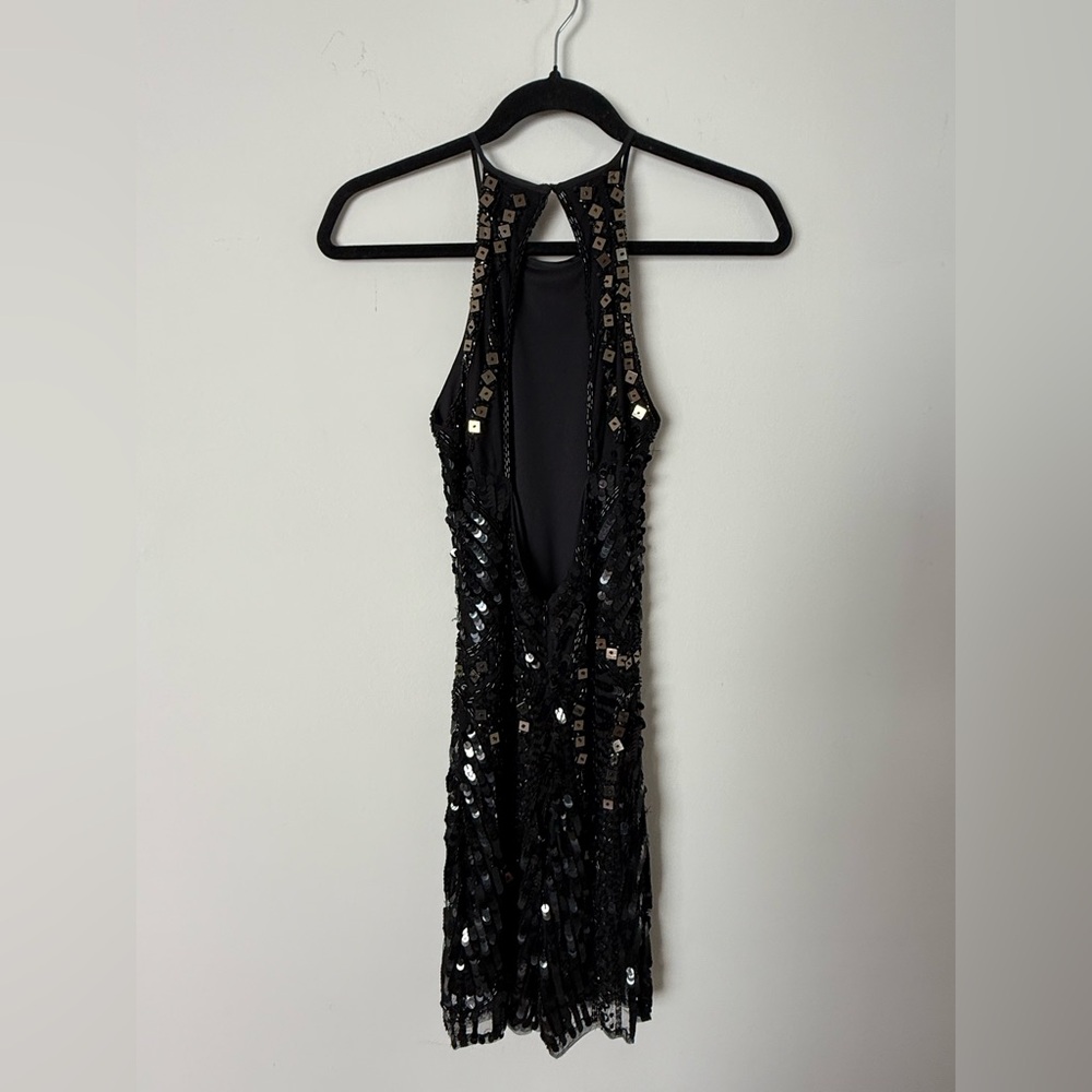 Revolve Parker Jaden Beaded Sequin Open Back Little Black Cocktail Dress - Picture 7 of 17